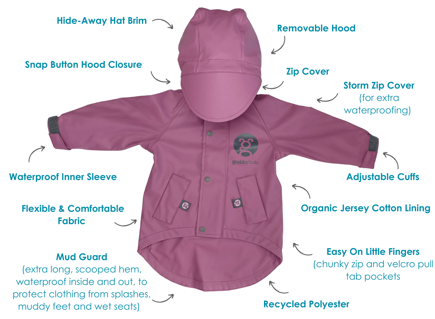 All-Weather Jacket with Mud Guard-Plum