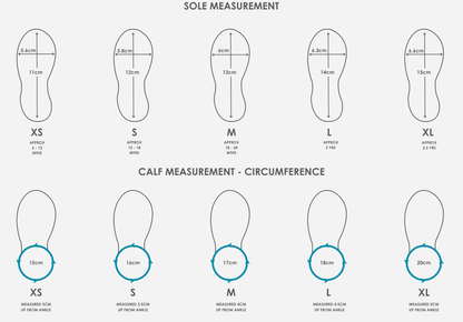 Wee Wellies size guide showing toddler wellies sole length and calf circumference measurements for accurate fit