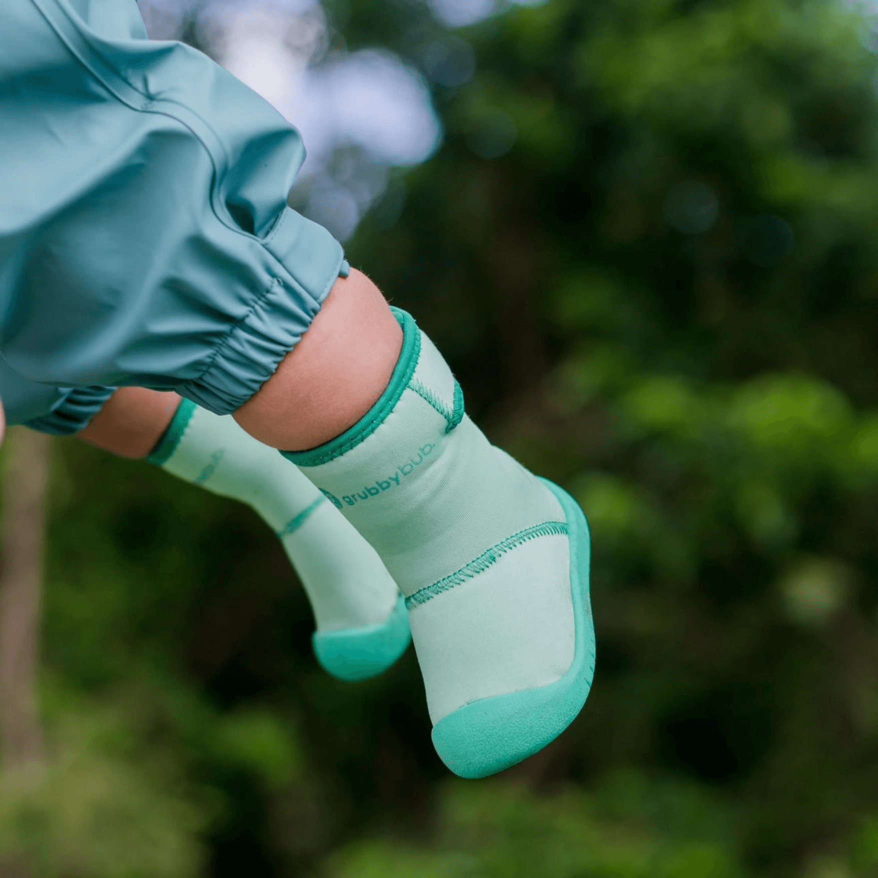 Pre walker wellies for toddlers, teal green Wee Wellies soft sole barefoot shoes for early walkers. flexible barefoot style shoes for outdoor play
